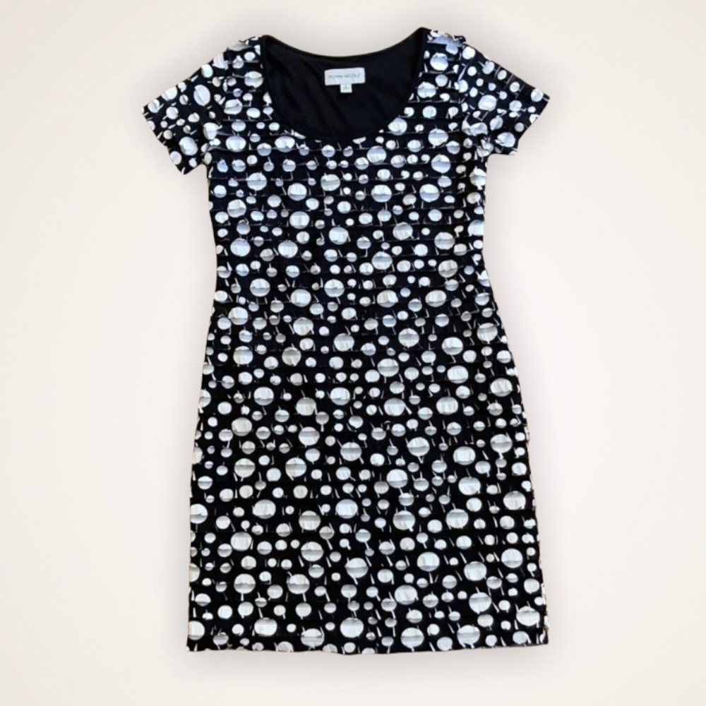 Ronni Nicole Polka Dot Ruffled Dress Black White Size 6